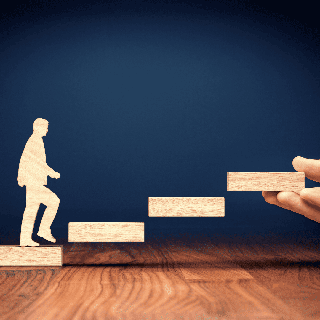 A man with a briefcase walking through a glowing key shaped doorway