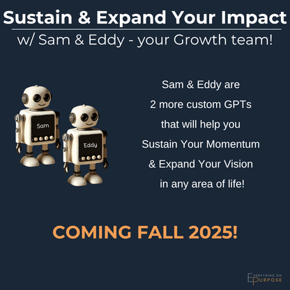 Advertisement for 'Sam & Eddy' custom GPTs with robots on a dark blue background.