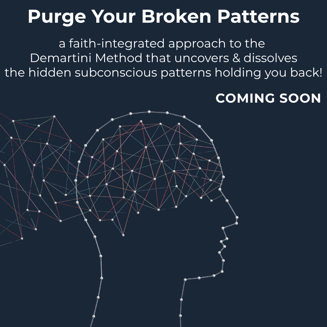 Graphic for 'Purge Your Broken Patterns' course with a silhouette of a head and network design on a dark background.