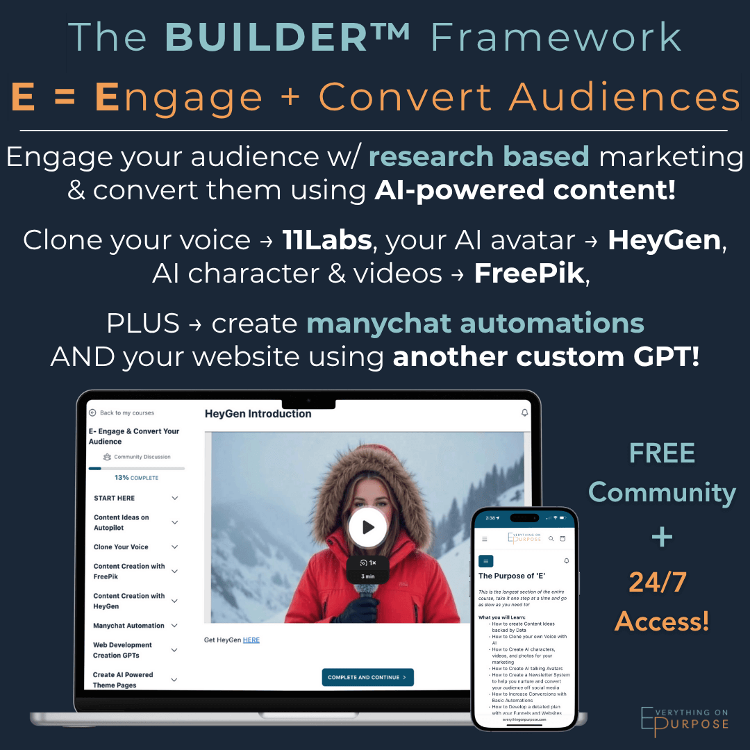 Graphic for The Renegade AI BUILDER Framework with text and images of a laptop and smartphone.